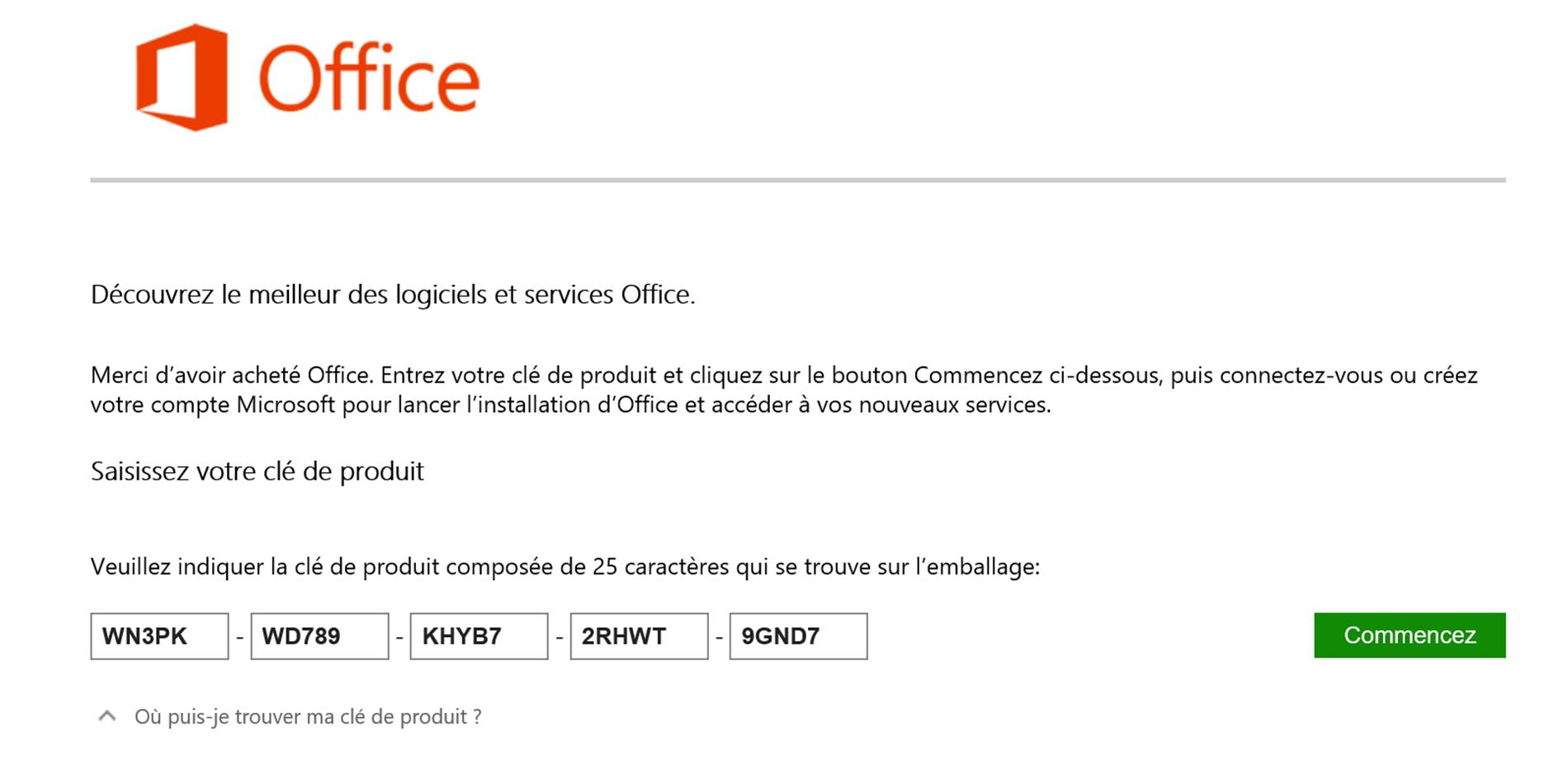 cle d activation microsoft office