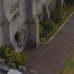 a view of a stone building