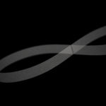 Un bucle infinito blanco sobre fondo negro, que representa el flujo continuo de datos en una organización transformada digitalmente