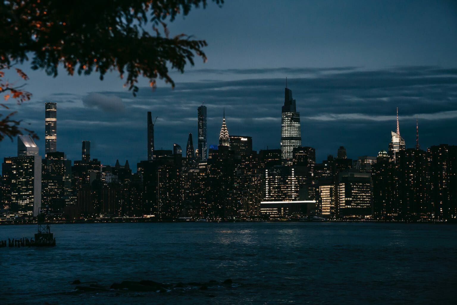 city skyline in the dark