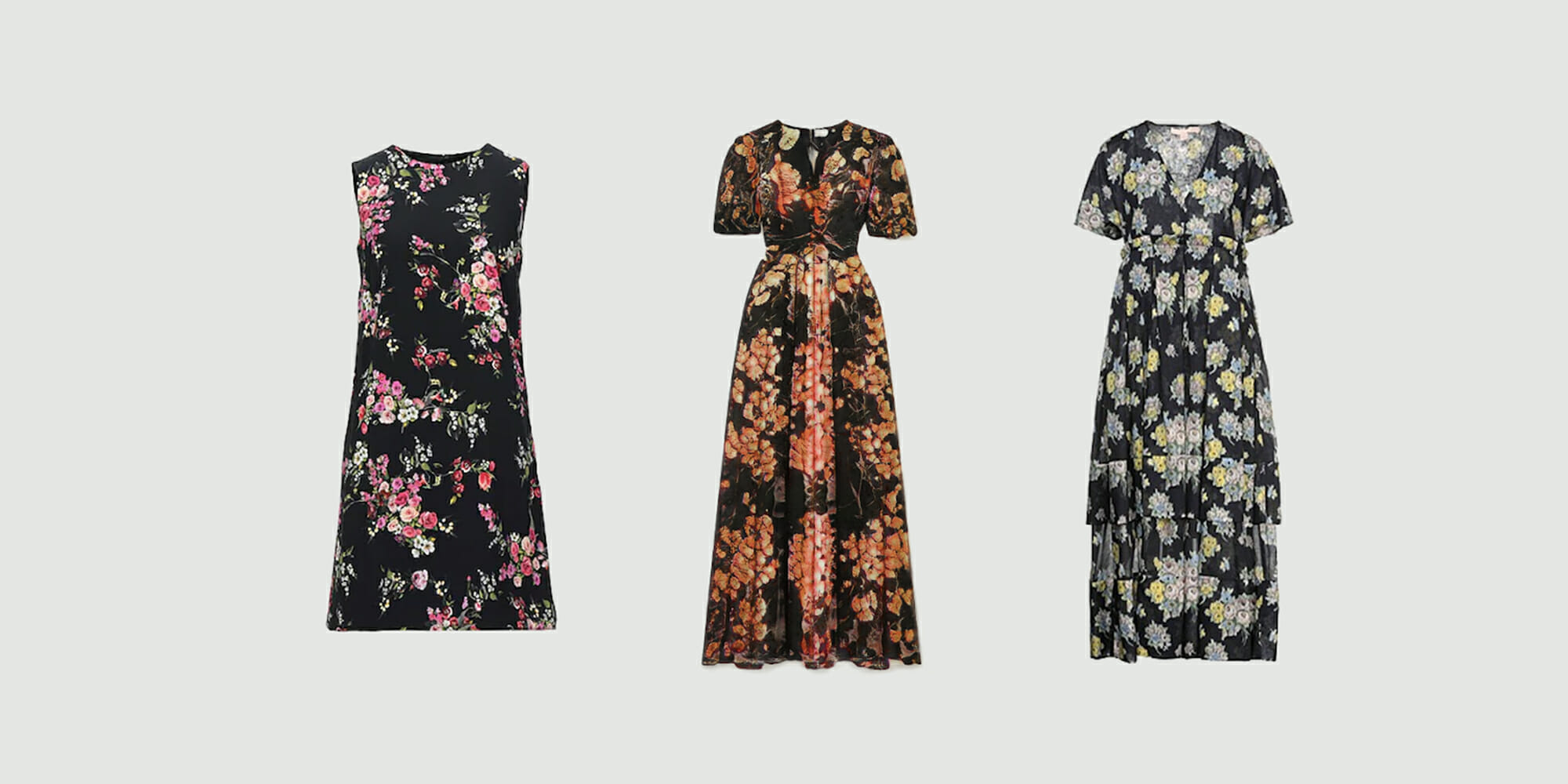 Three floral dresses
