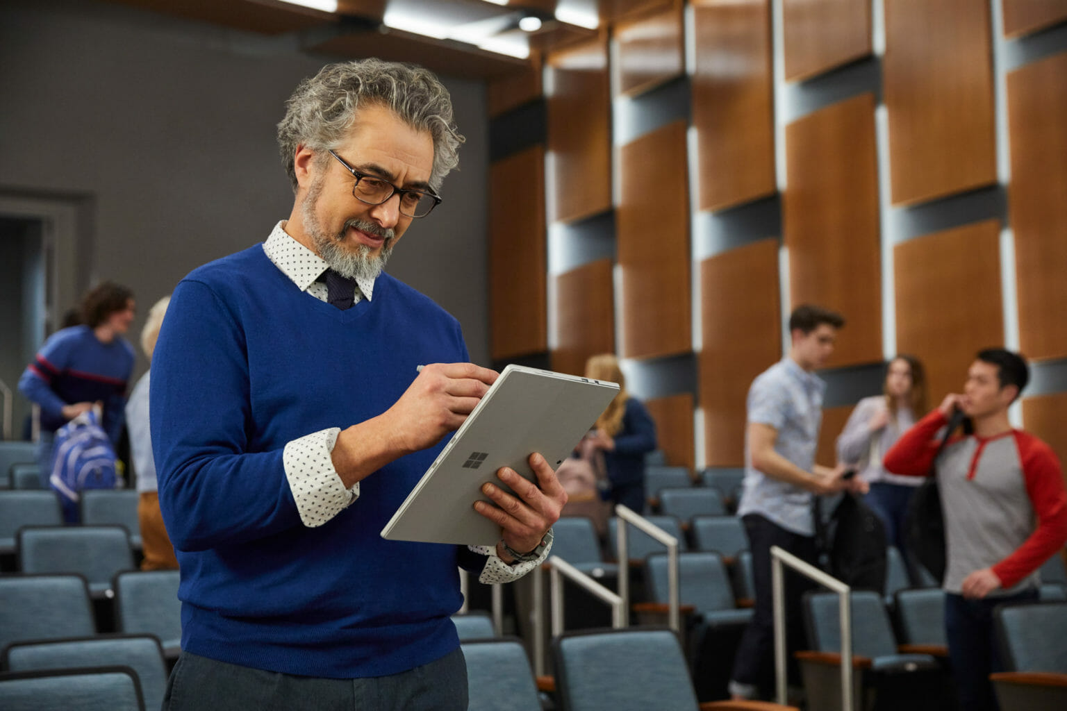 teacher looking on his surface