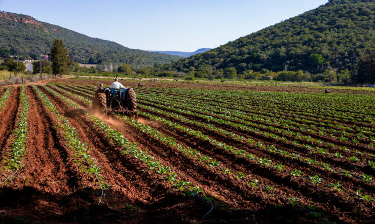 man on a tractor in a farmland