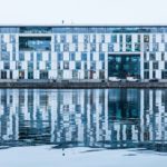 A building next to the water