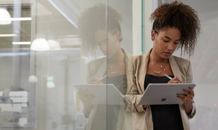 Woman with Surface Device