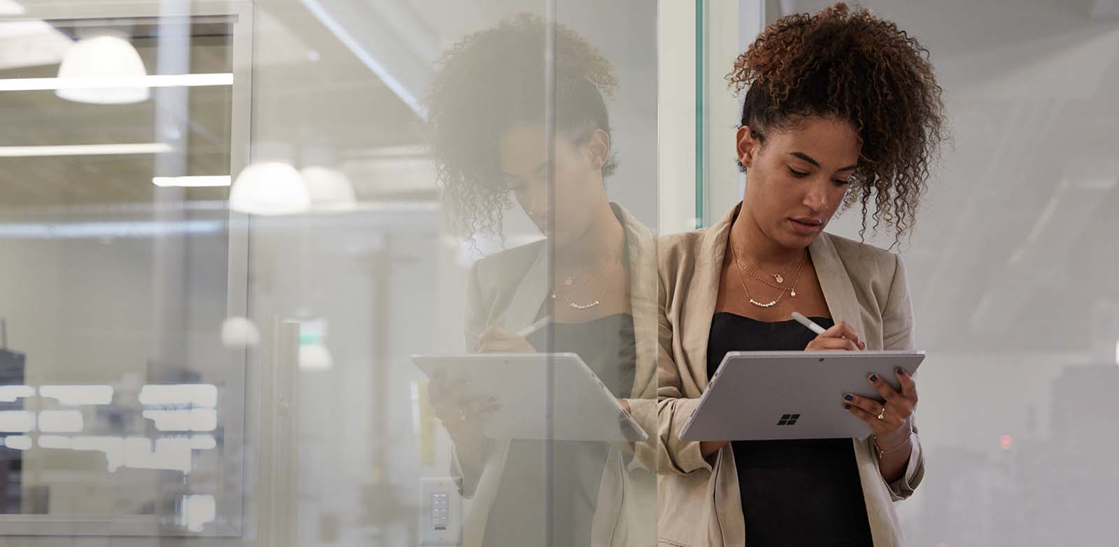 Woman with Surface Device
