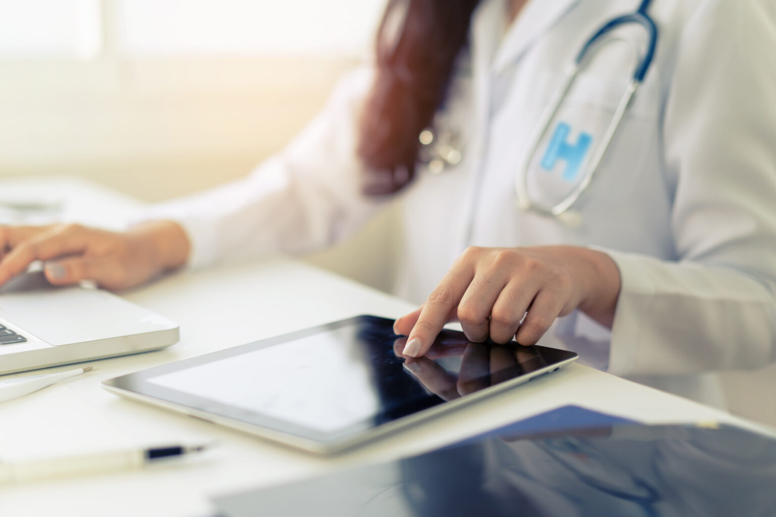 a woman pointing on screen