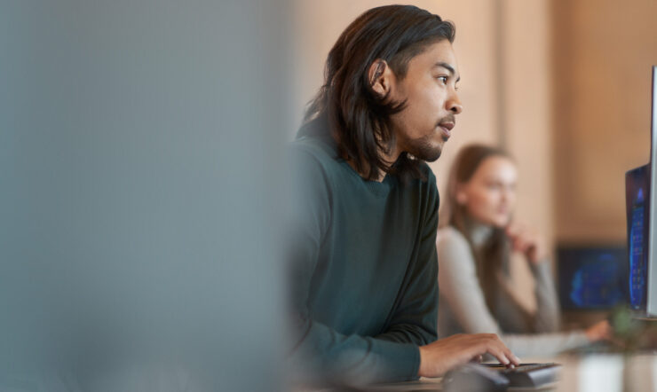 A man working with a computer