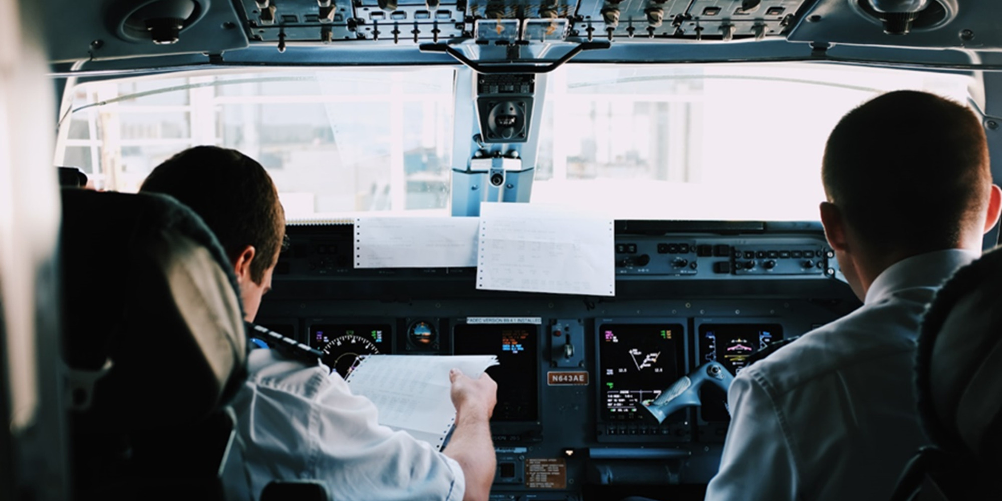Two pilots in a cockpit