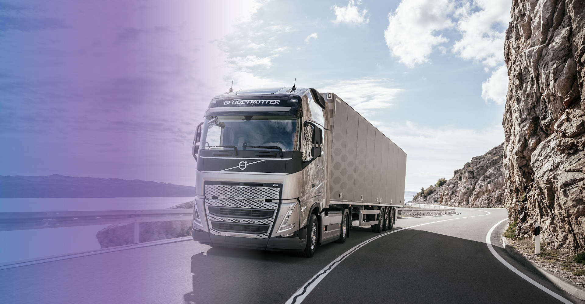A large truck driving on a road