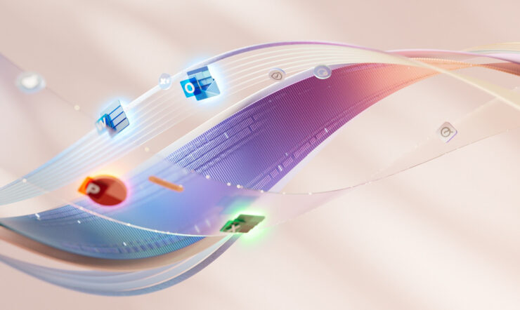 Picture of a banner with peach colour background and colourful ribbon